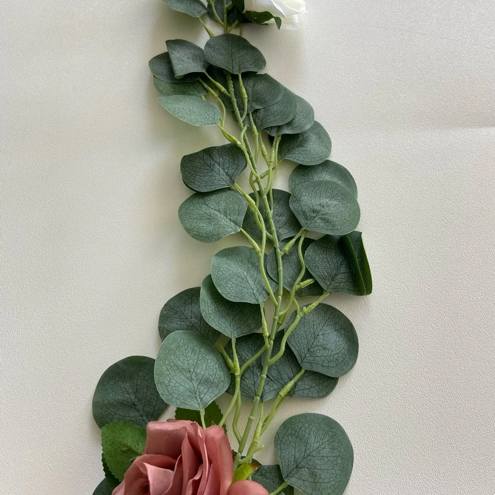6.5 Foot Dusty Rose Mauve Flower Eucalyptus Garlands  Custom Vine New